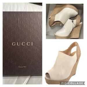 Gucci White Wedge Heels